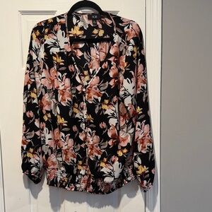 AGB Black and Pink Floral Blouse